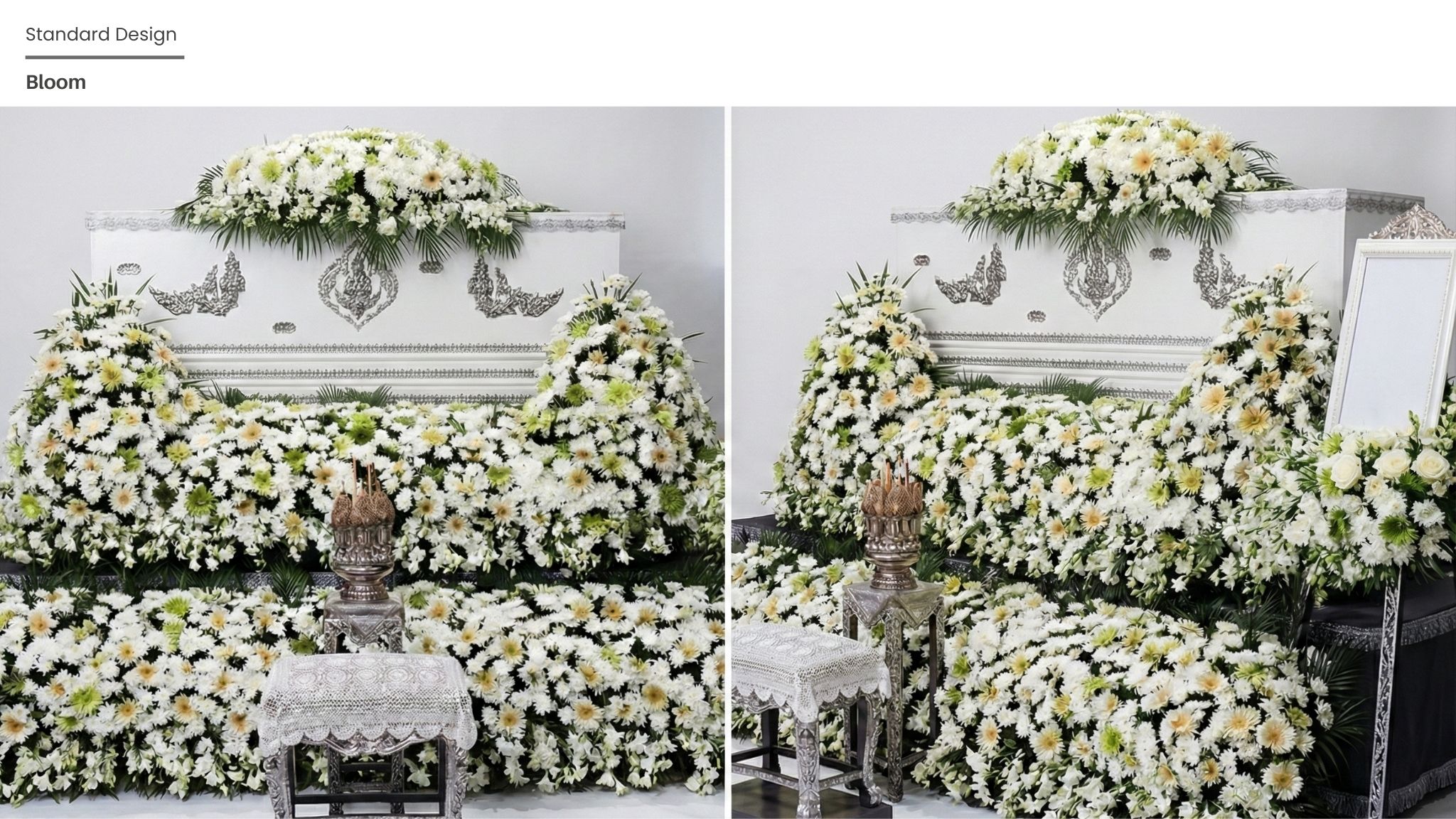ดอกไม้งานศพ สวน 2 ขั้น โลงศพ หีบศพ